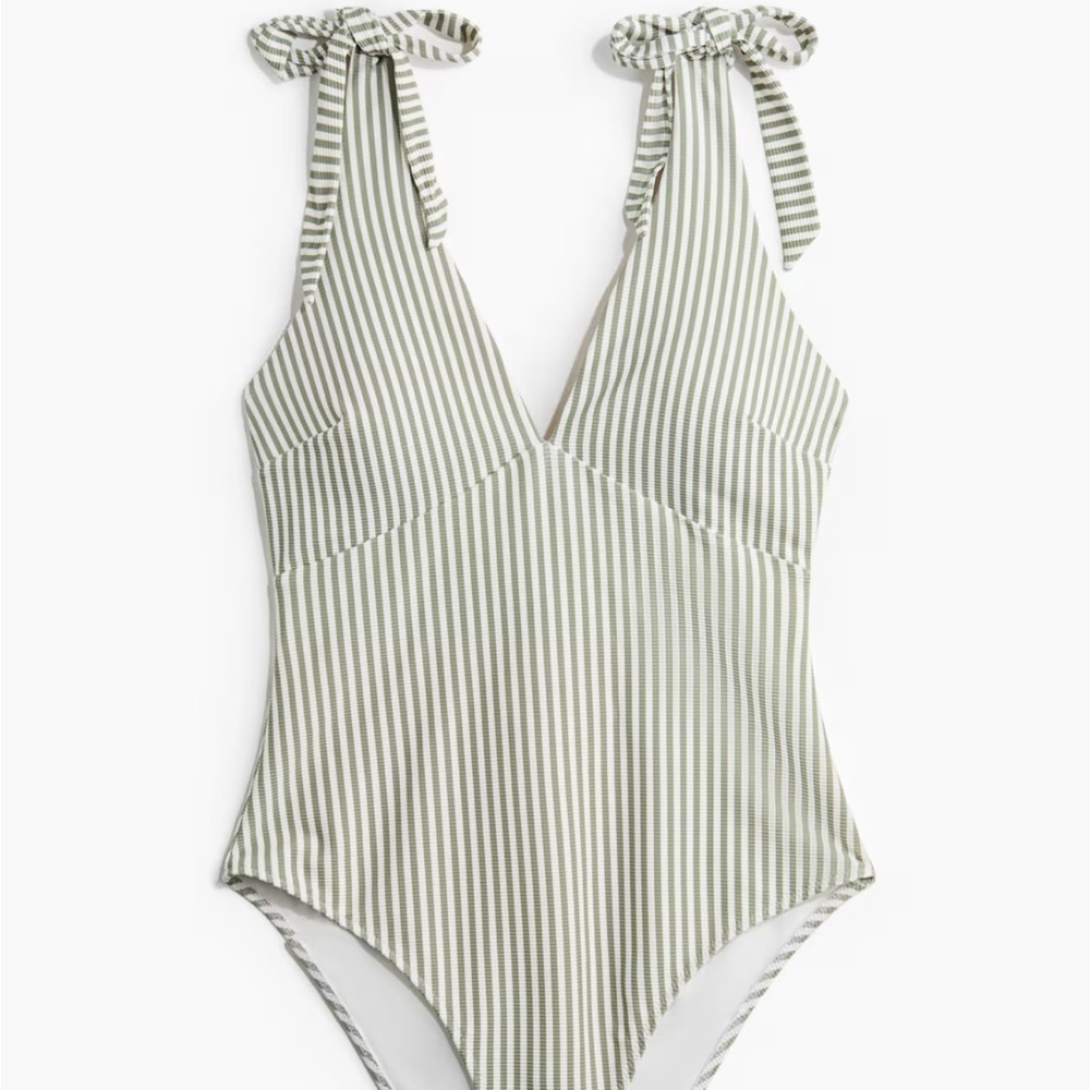 NWT H&M Striped One Piece Swimsuit - Green and White